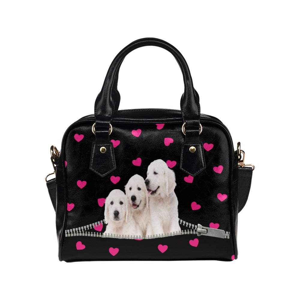 Golden Retrievers Zip Hearts Shoulder Handbag