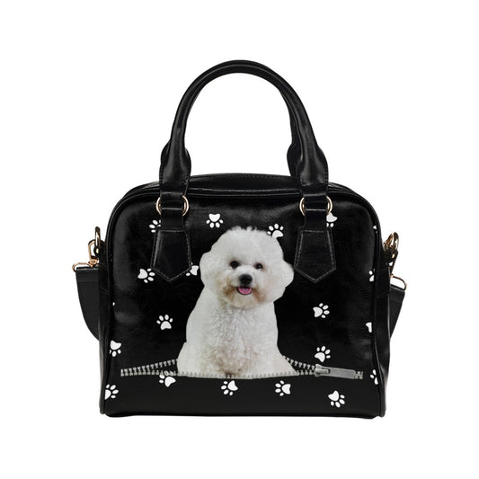 Poodle Puppy Zip Paws Shoulder Handbag