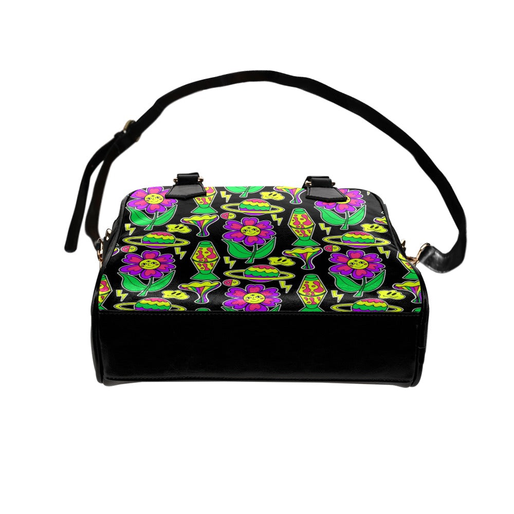 Psychedelic Neon Trip Shoulder Handbag