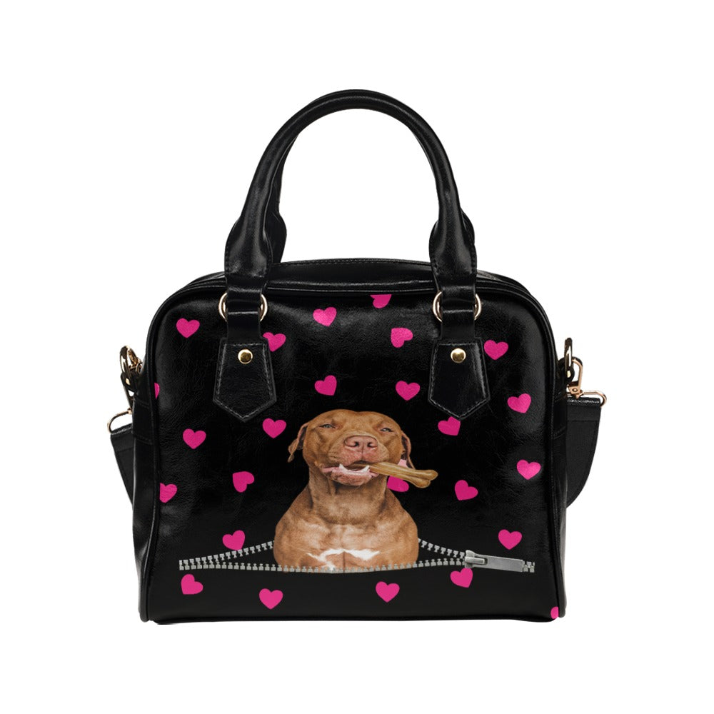 American Pitbull Terrier Hearts Shoulder Handbag