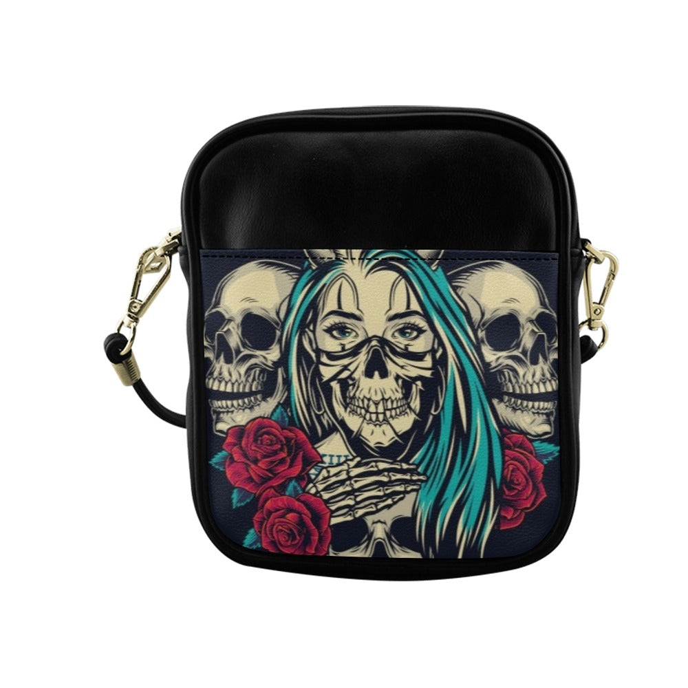 Skull And Roses Sling Bag