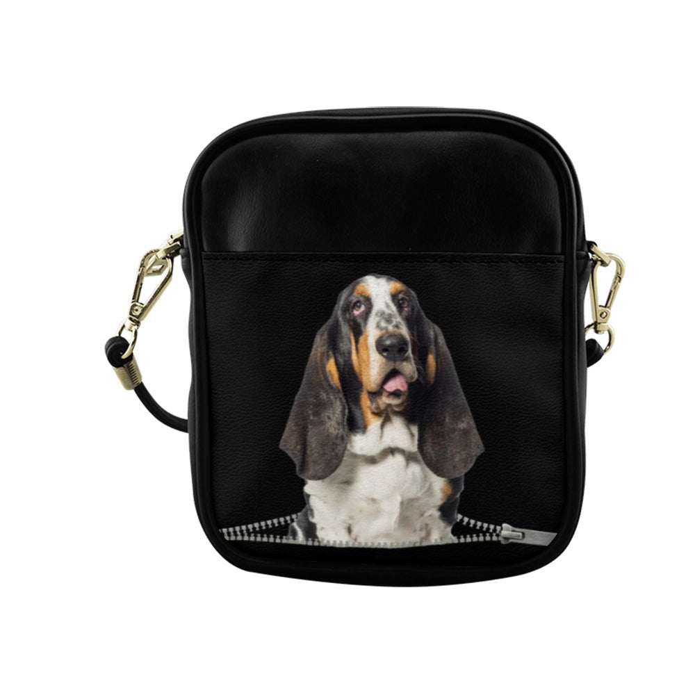 Basset Hound Zip Sling Bag