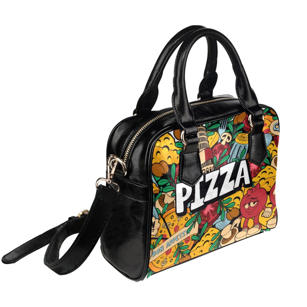 Colorful Pizza Cartoon Style Shoulder Handbag