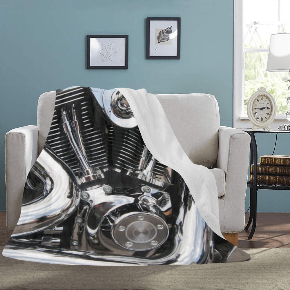 Motorcycle Engine Close Up Mechanic Biker Ultra-Soft Micro Fleece Blanket 60"x80"