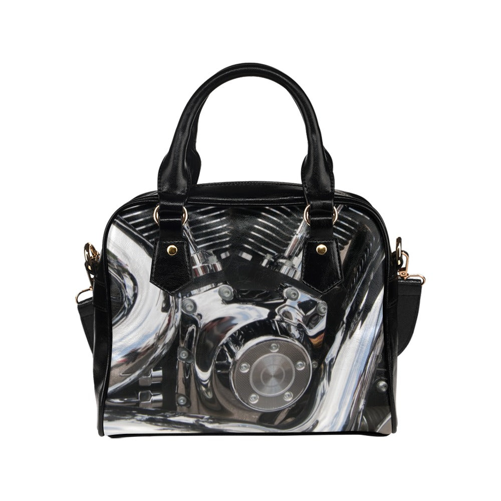 Motorcycle Engine Close Up Biker Shoulder Handbag