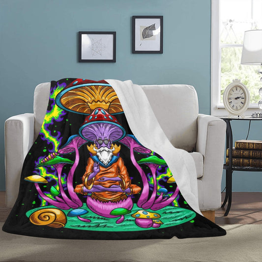 Psychedelic mushroom wise meditation illustration Ultra-Soft Micro Fleece Blanket 60"x80"