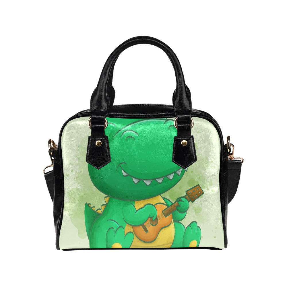 Cute dino playing guitar Shoulder Handbag