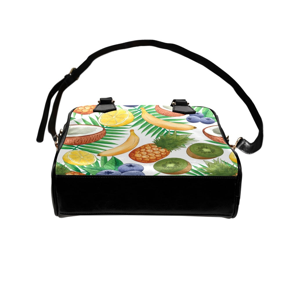 Exotic Fruit Pattern Banana Coconut Kiwi Pineapple Shoulder Handbag