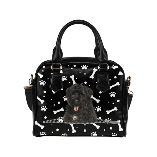 Bouvier des Flandres Zip Paws and Bones Shoulder Handbag