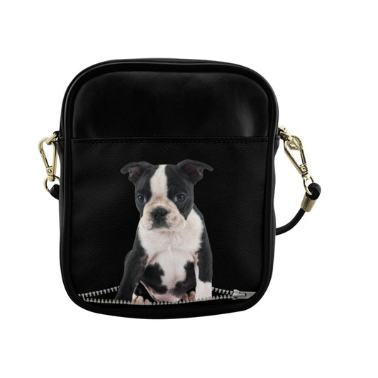 Boston Terrier Zip Sling Bag