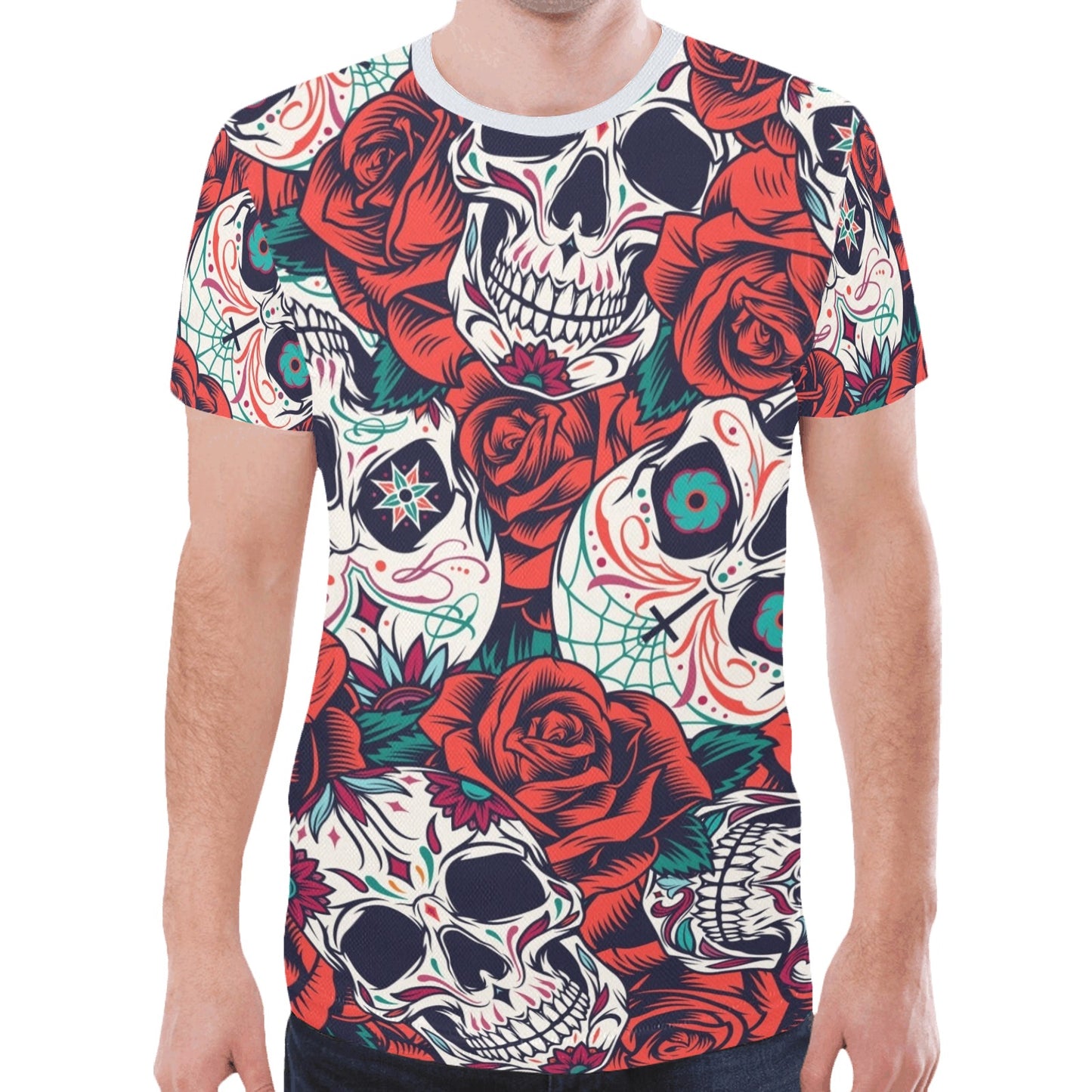 Vintage Skull Punk Rock New All Over Print T-shirt