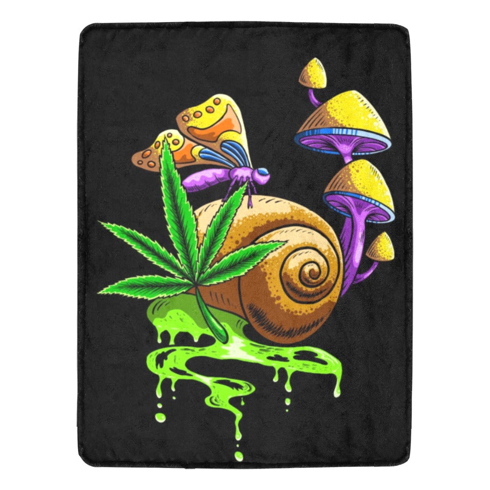 Snail Mushroom Butterlfy Psychedelic Illustration Ultra-Soft Micro Fleece Blanket 60"x80"