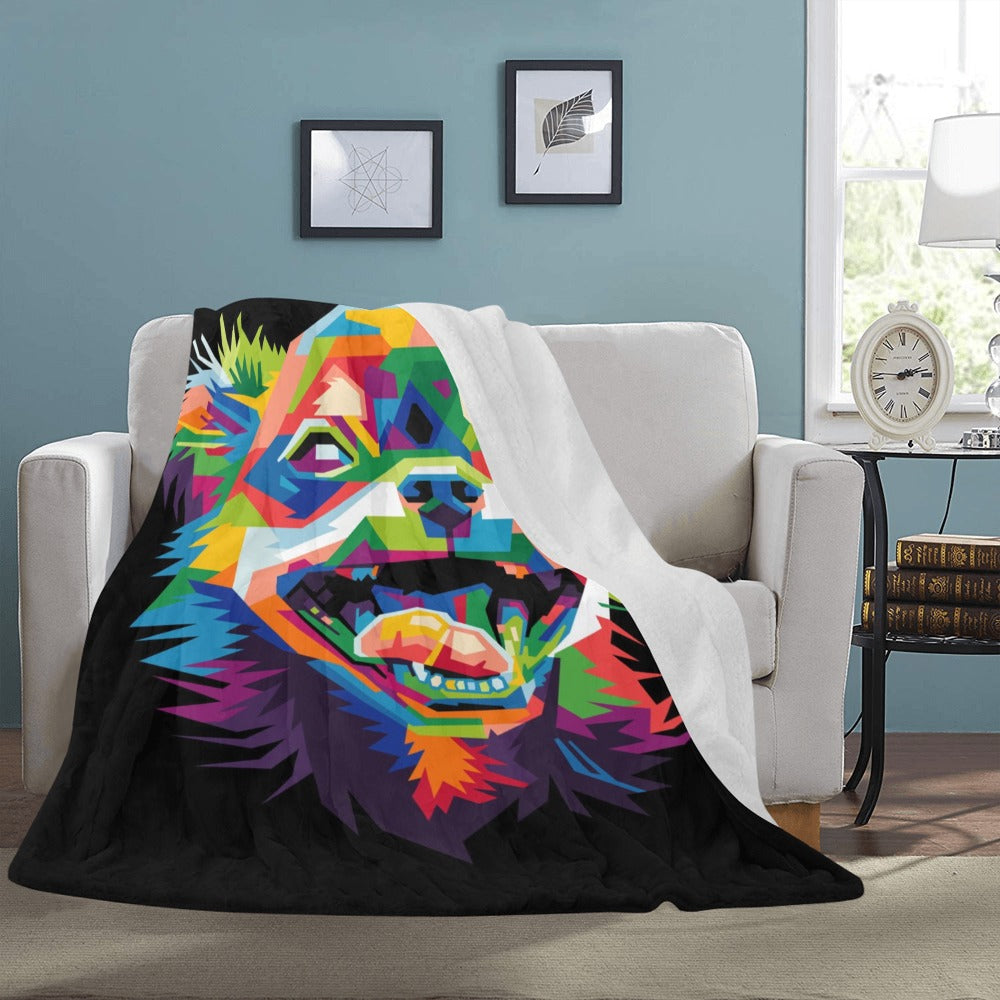 Colorful Dog Head Ultra-Soft Micro Fleece Blanket 60"x80"