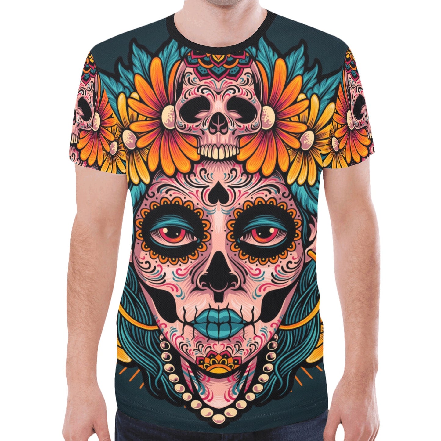 Muertos Girl Skull New All Over Print T-shirt