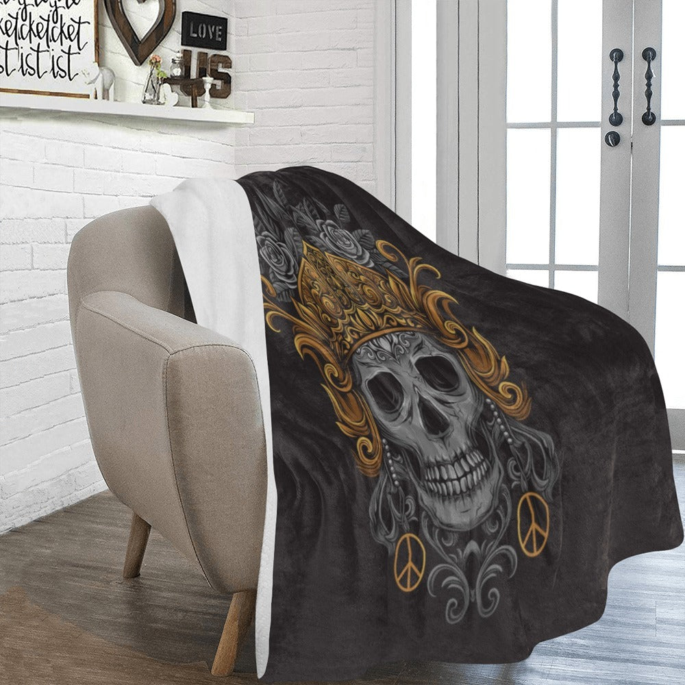 Skull Crown Javanese Ornament Gothic Rock Ultra-Soft Micro Fleece Blanket 60"x80"