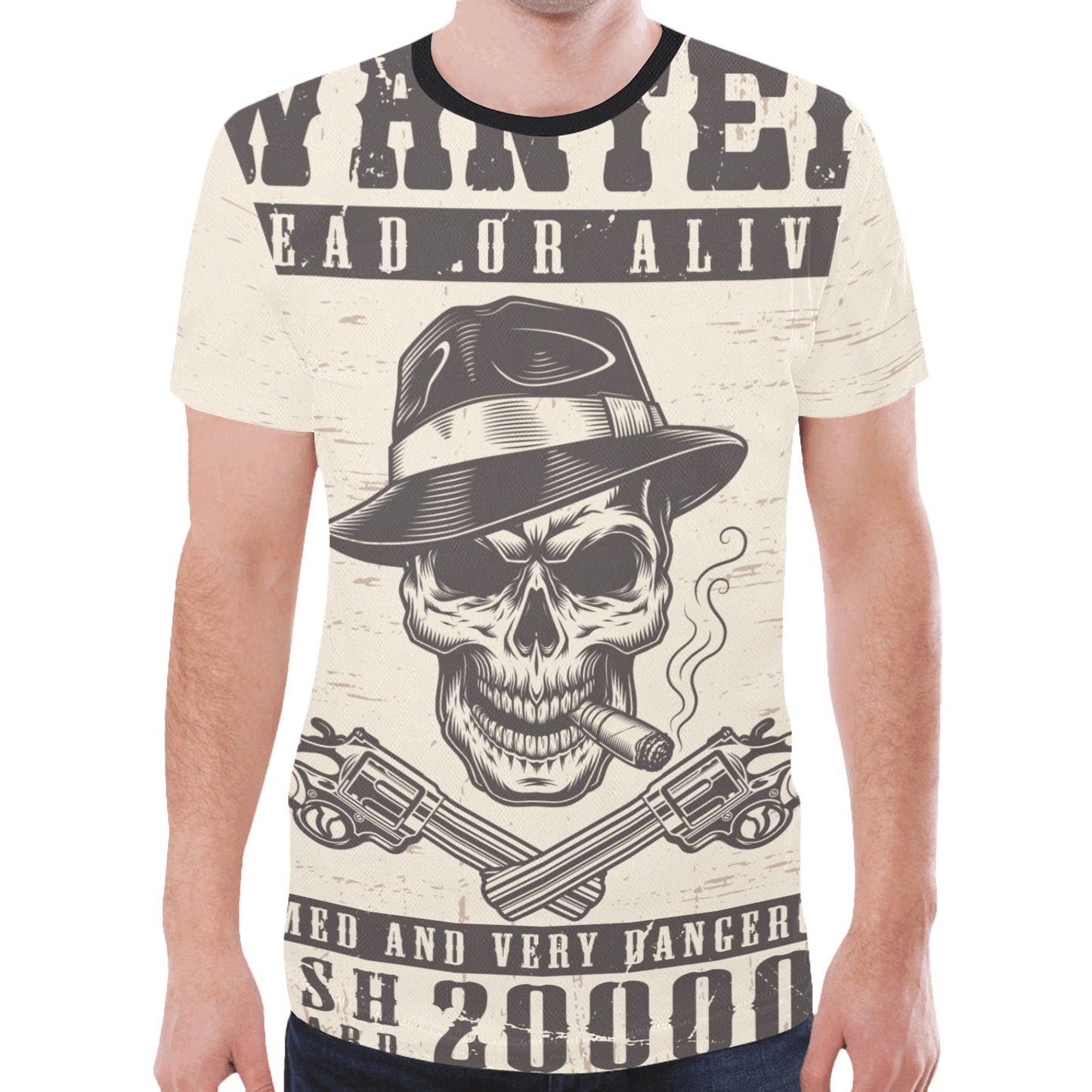 Wanted skull Cash Reward New All Over Print T-shirt