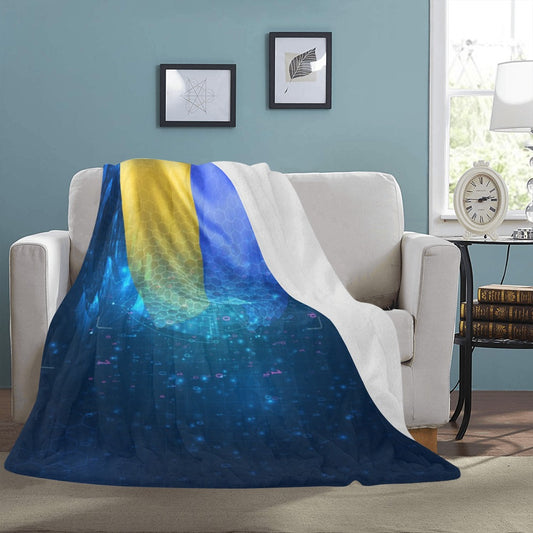 Ukraine Vector 3D Flag Hud Interfaces Ultra-Soft Micro Fleece Blanket 60"x80"