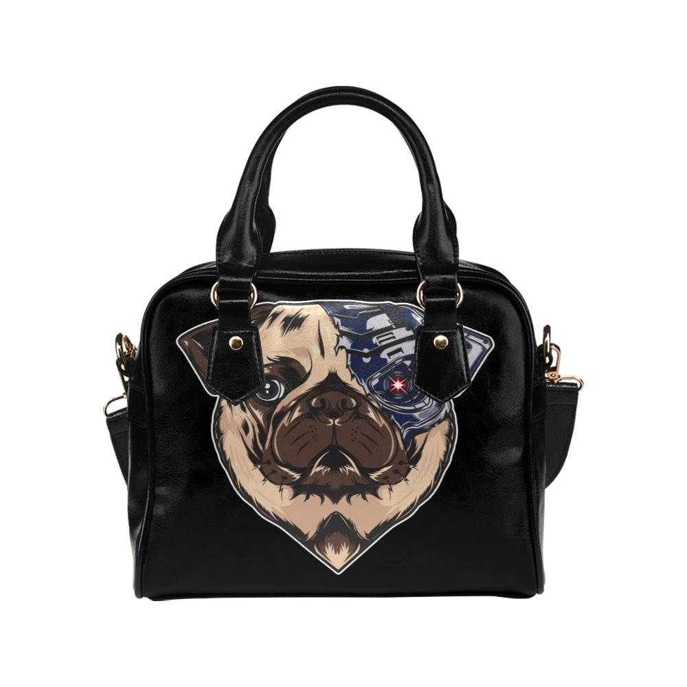 Cool Pug Dog Robot Shoulder Handbag