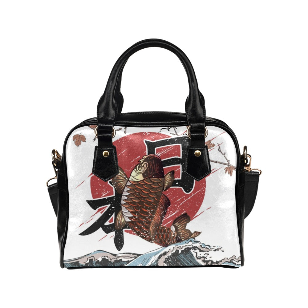 Koi Fish Fly Waves Shoulder Handbag