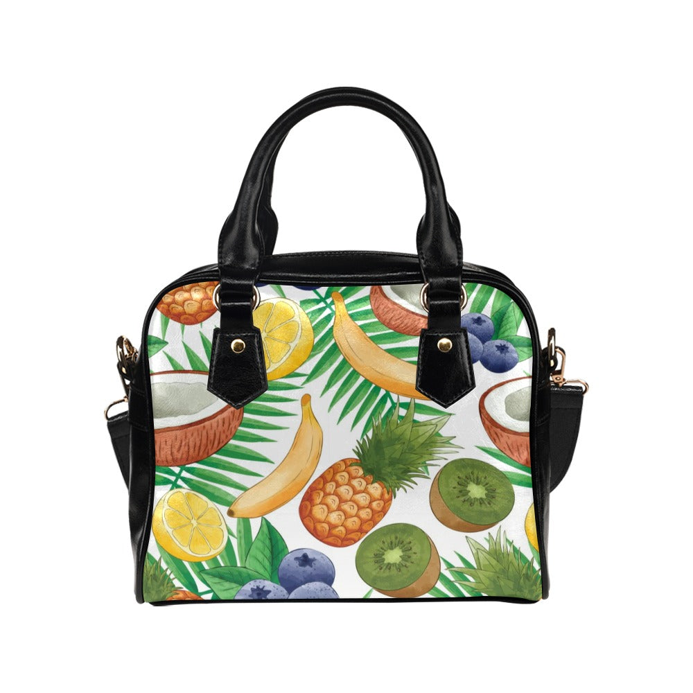 Exotic Fruit Pattern Banana Coconut Kiwi Pineapple Shoulder Handbag