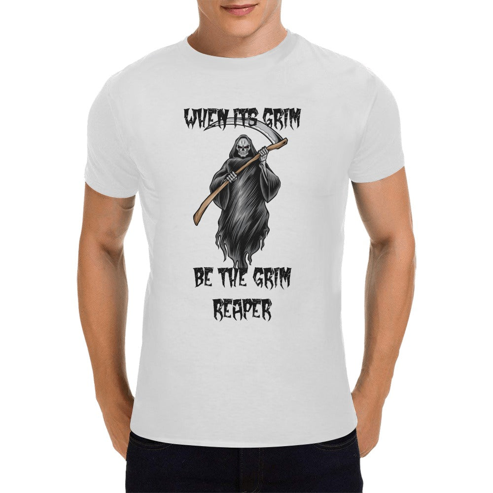 When It's Grim Be The Grim Reaper Cartoon White Men's T-Shirt