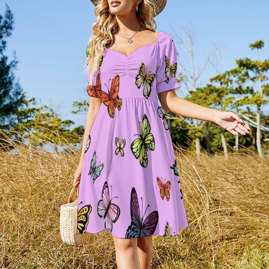 Watercolor colorful butterflies collection pink Sweetheart Dress