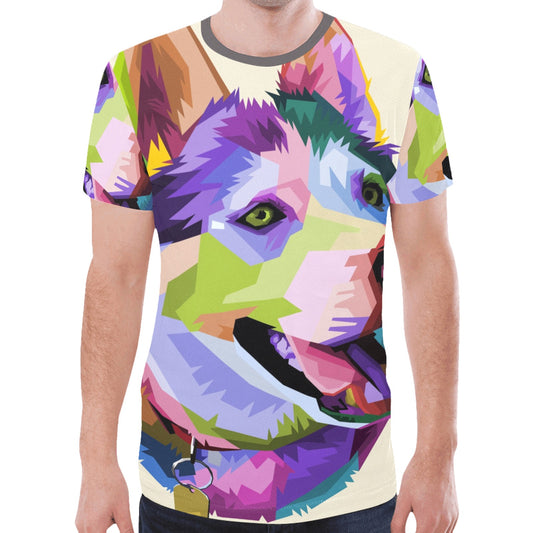 Cute husky dog pop art style New All Over Print T-shirt