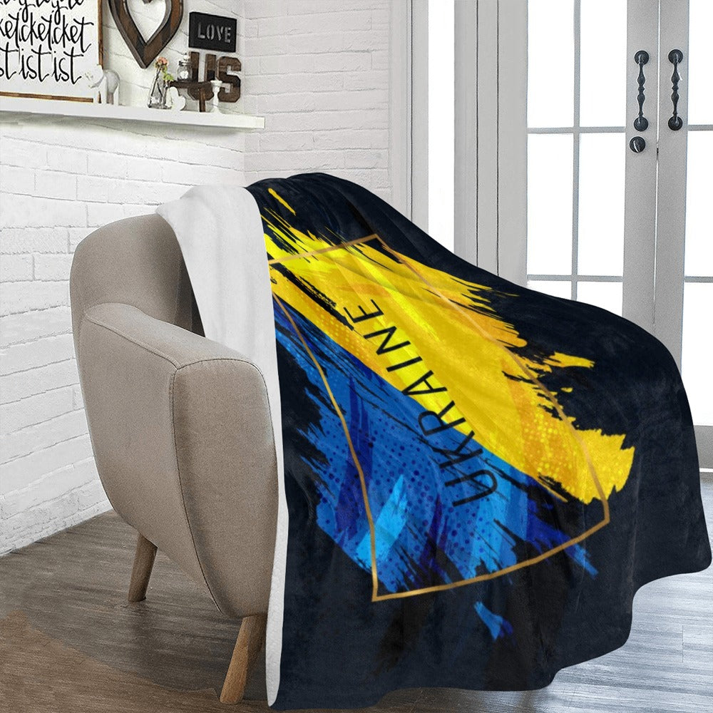 Ukraine Flag With Brush Concept Flag Hand Painted Ultra-Soft Micro Fleece Blanket 60"x80"