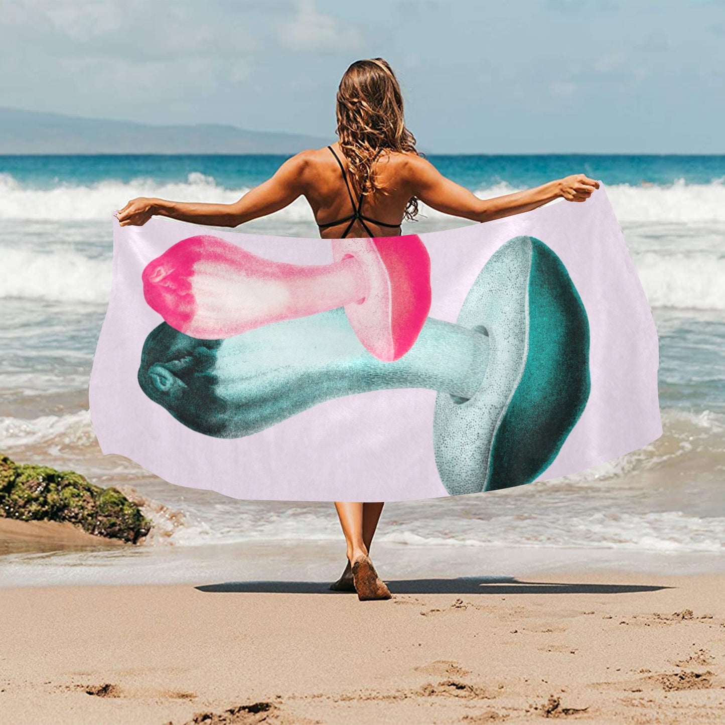 Festival mushroom Beach Towel 32"x 71"