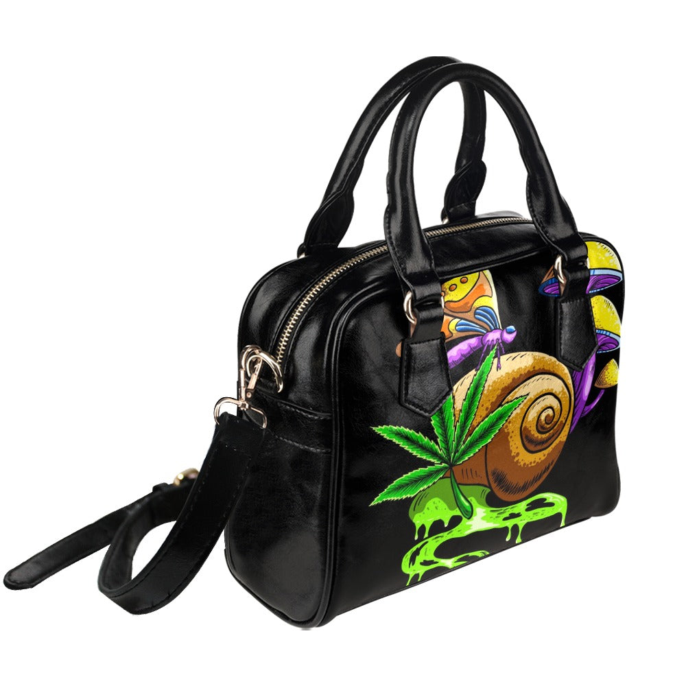 Snail Mushroom Butterlfy Psychedelic Illustration Shoulder Handbag