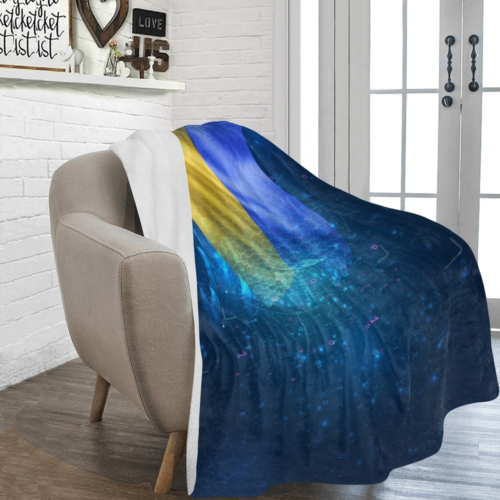 Ukraine Vector 3D Flag Hud Interfaces Ultra-Soft Micro Fleece Blanket 60"x80"