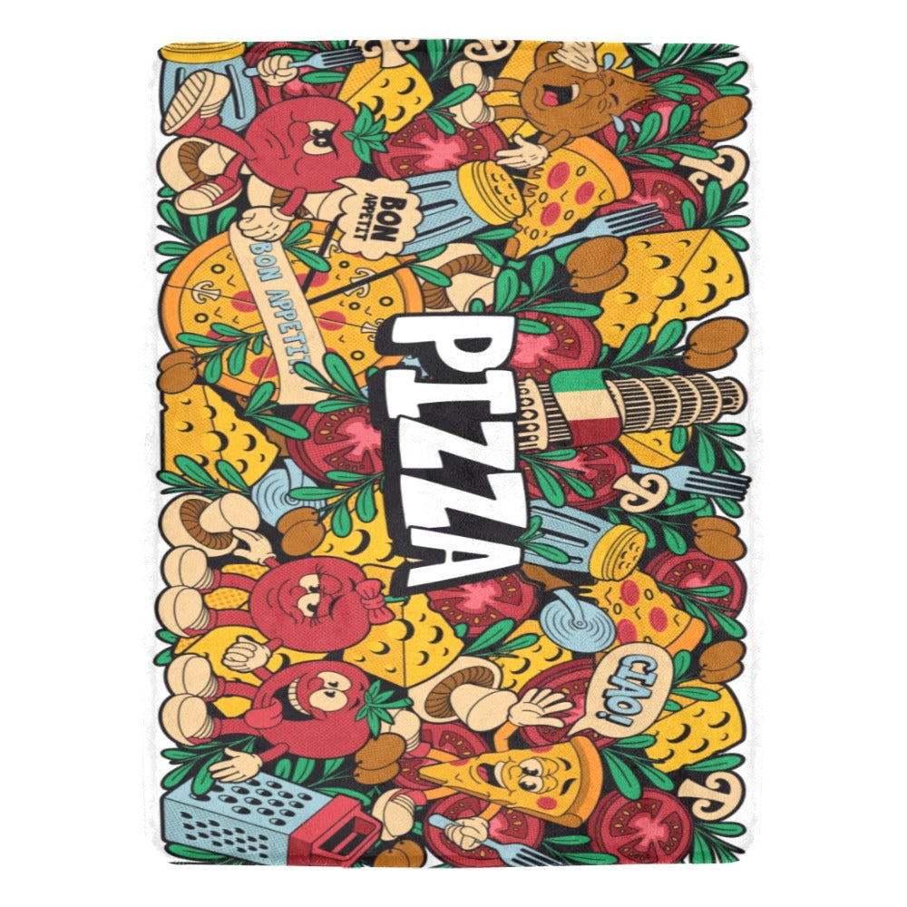 Colorful Pizza Cartoon Style Ultra-Soft Micro Fleece Blanket 60"x80"