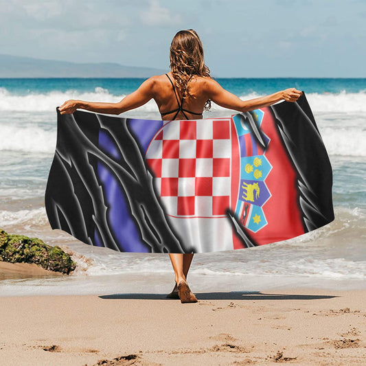 Flag Croatia patriot love Beach Towel 32"x 71"