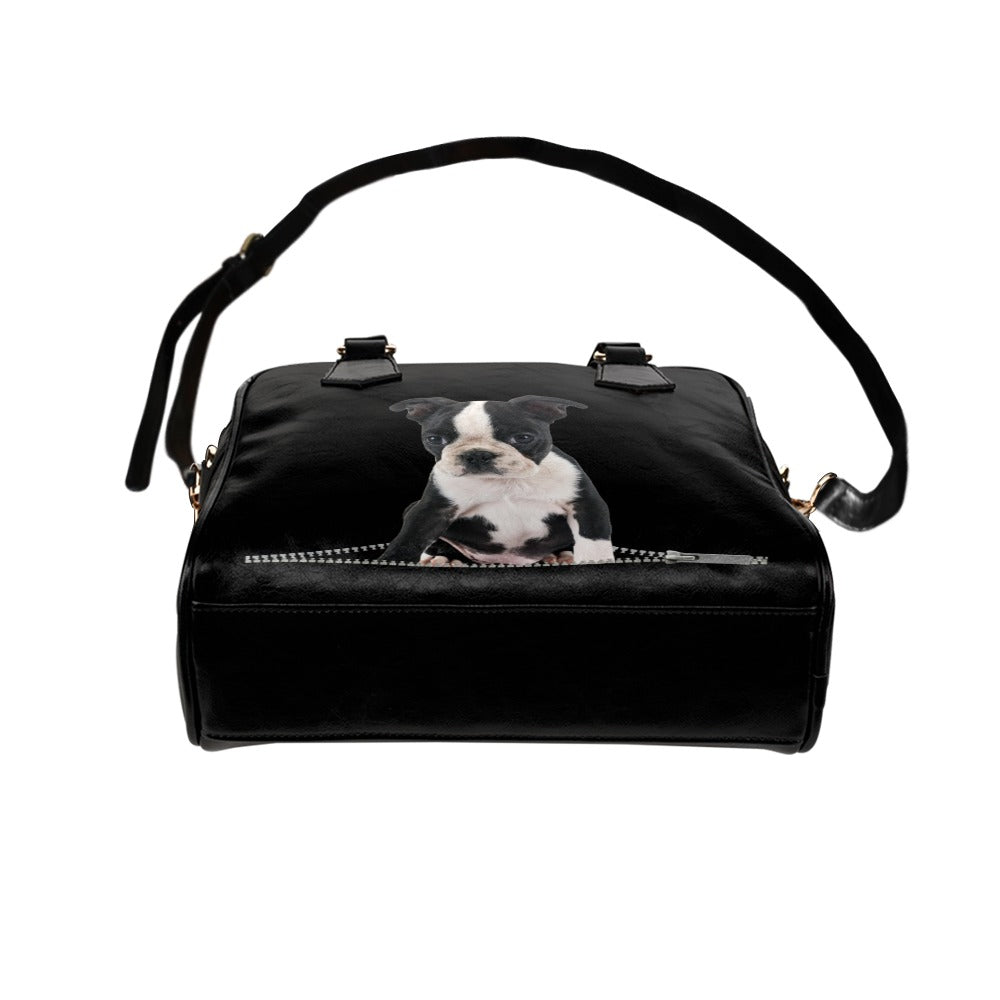 Boston Terrier Zip Shoulder Handbag