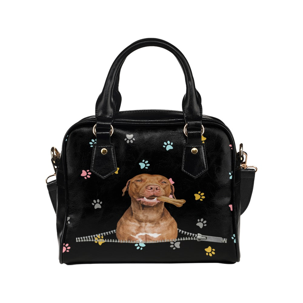 American Pitbull Terrier Colorful Paws Shoulder Handbag