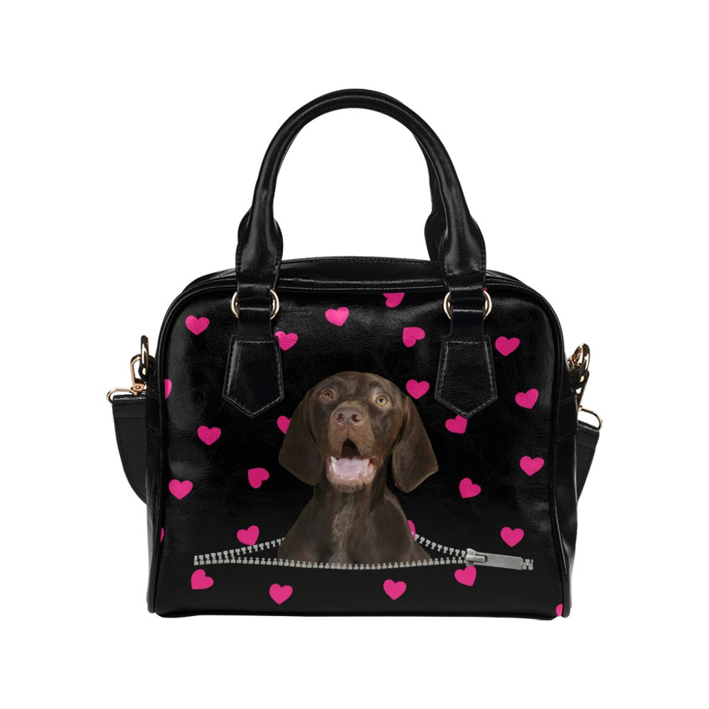 German Shorthaired Pointer Zip Hearts Shoulder Handbag