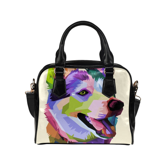 Cute husky dog pop art style Shoulder Handbag