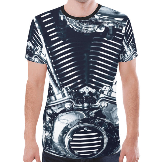 Chromium Plated V Type Motorbike Engine New All Over Print T-shirt