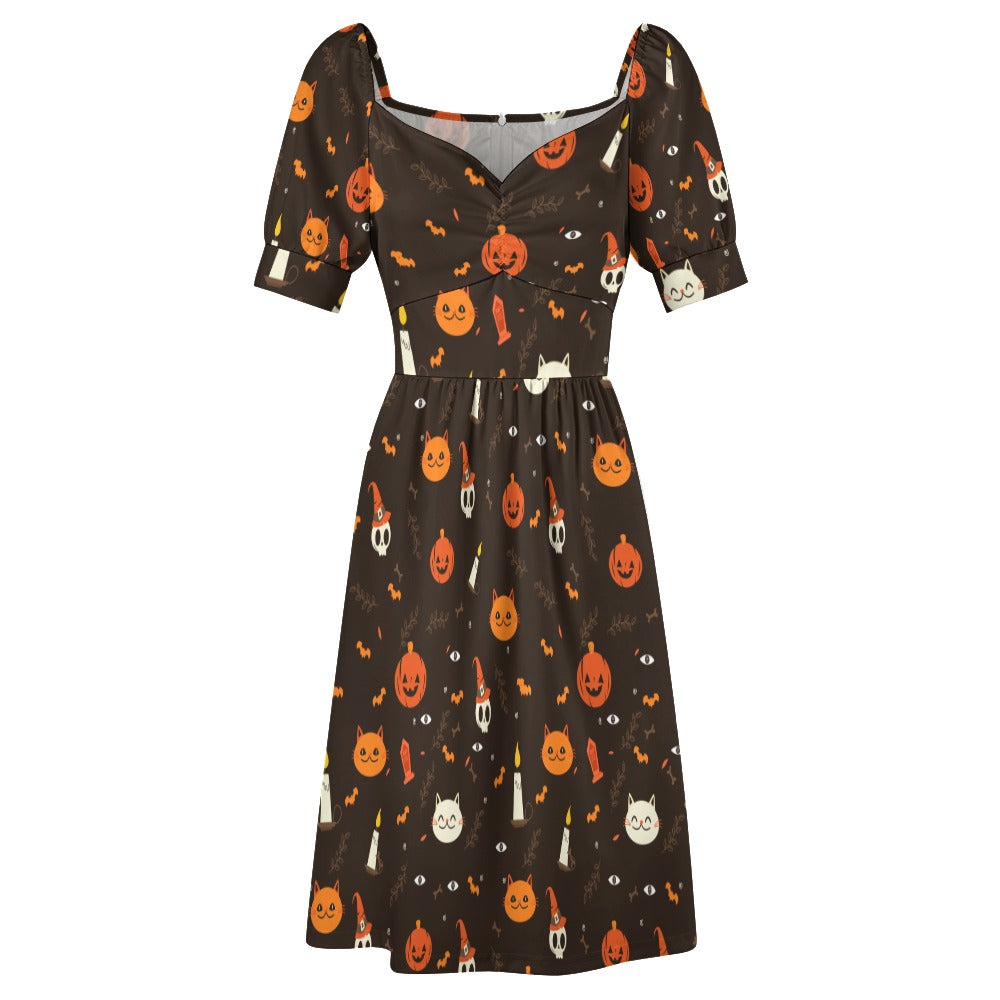 Pumpkin Skull Halloween Sweetheart Dress