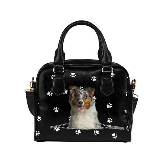 Australian Shepherd Zip Paws Shoulder Handbag