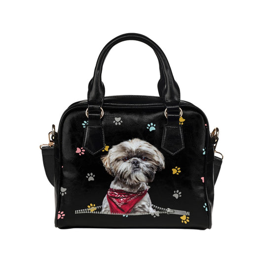 Shih Tzu Zip Colorful Paws Shoulder Handbag