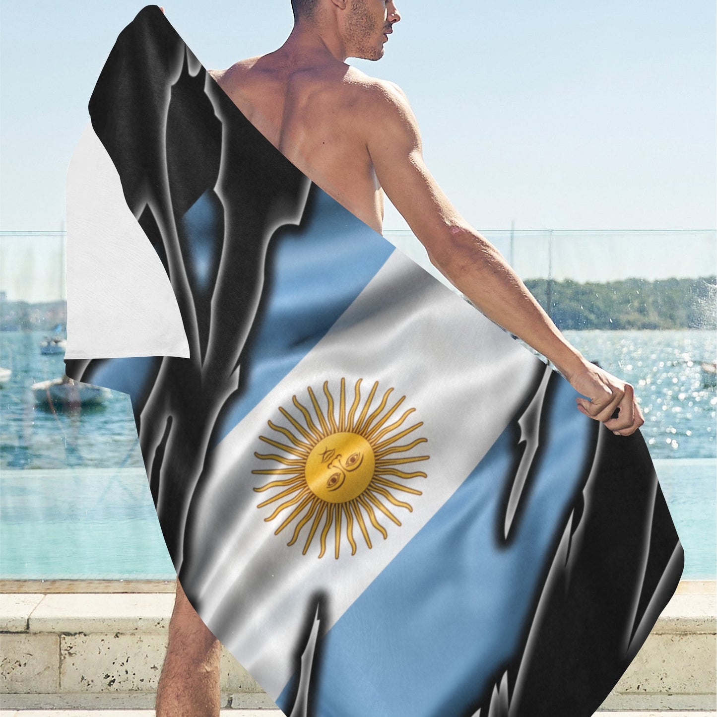 Flag Argentina patriot love Beach Towel 32"x 71"