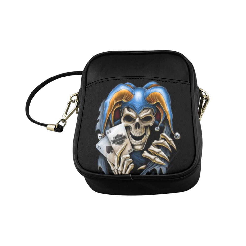 Skull Joker Cards Biker Sling Bag