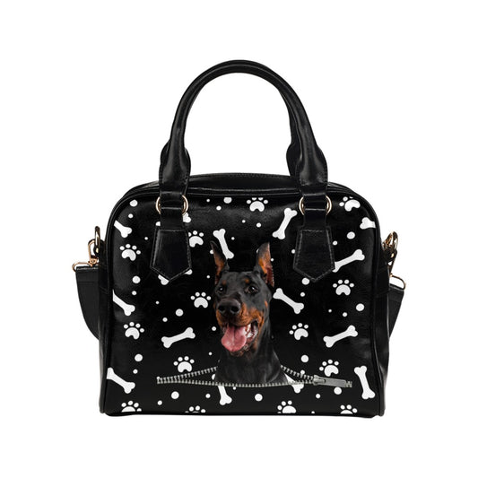 Doberman Pinscher Zip Paws and Bones Shoulder Handbag