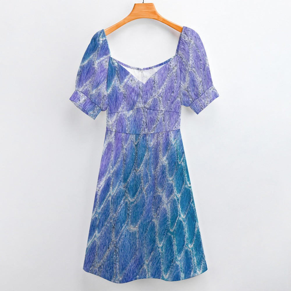 Reptile Skin Crocodile Snake blue Printed Sweetheart Dress