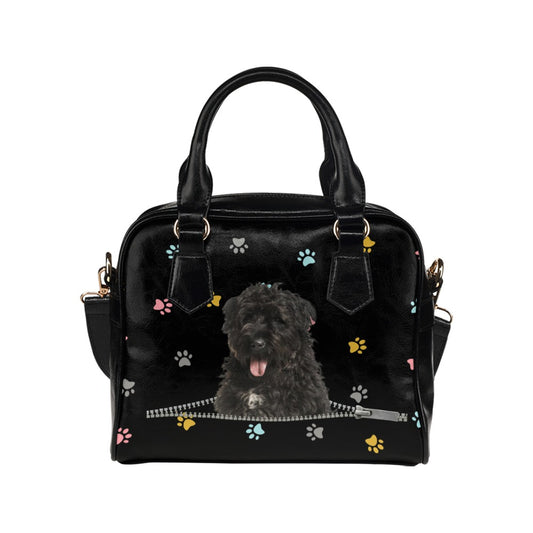 Bouvier des Flandres Zip Colorful Paws Shoulder Handbag