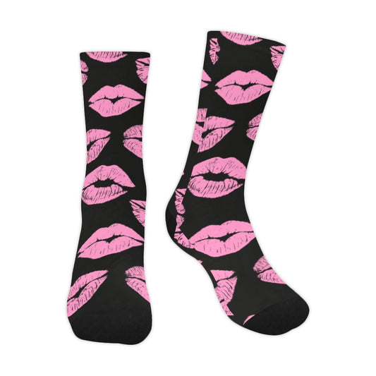 Cute Pink Kiss Lips Trouser Socks (For Men)