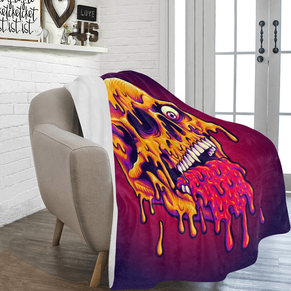 Psychedelic Trippy Zombie Skull Melt Ultra-Soft Micro Fleece Blanket 60"x80"