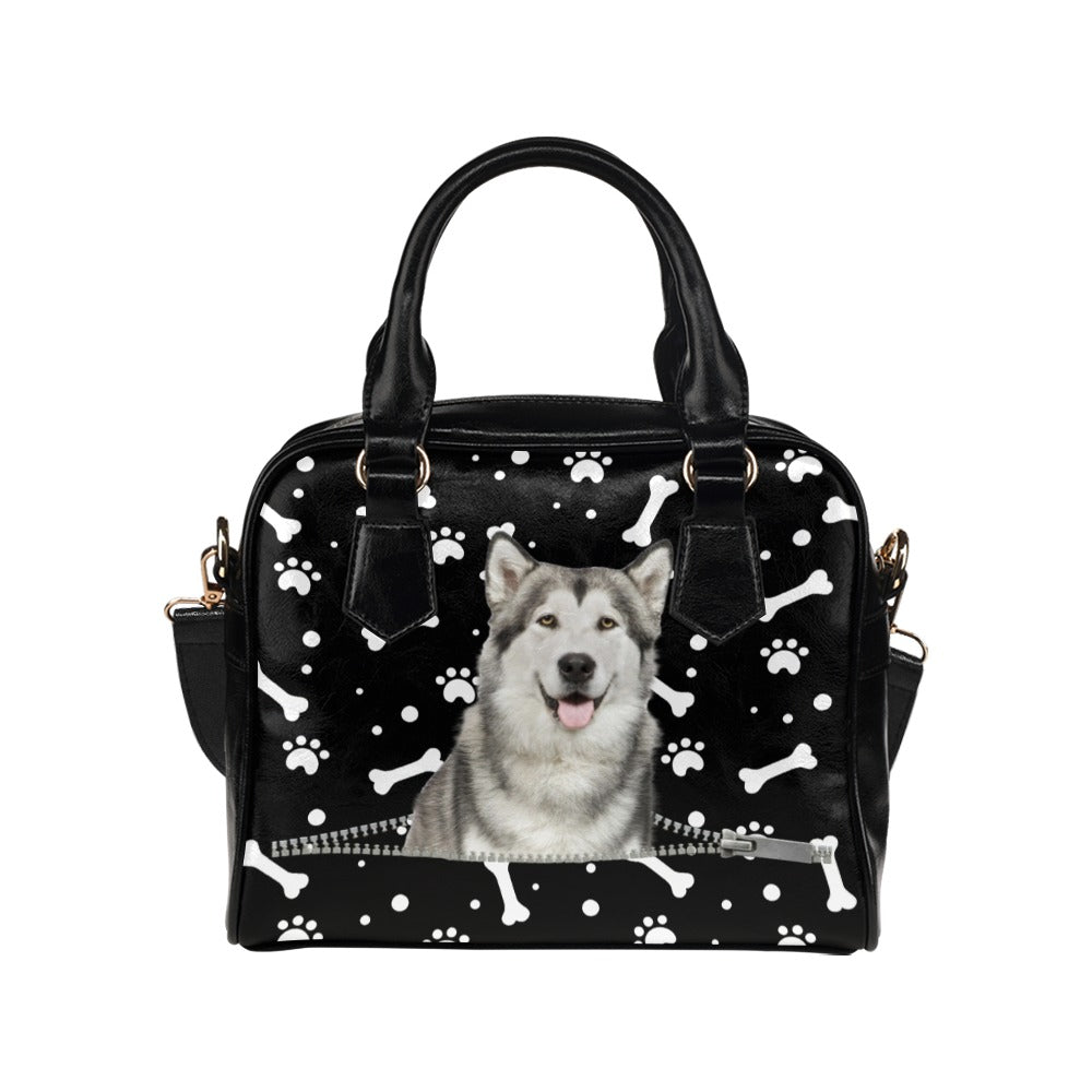 Alaskan Malamute Zip Paws and Bones Shoulder Handbag