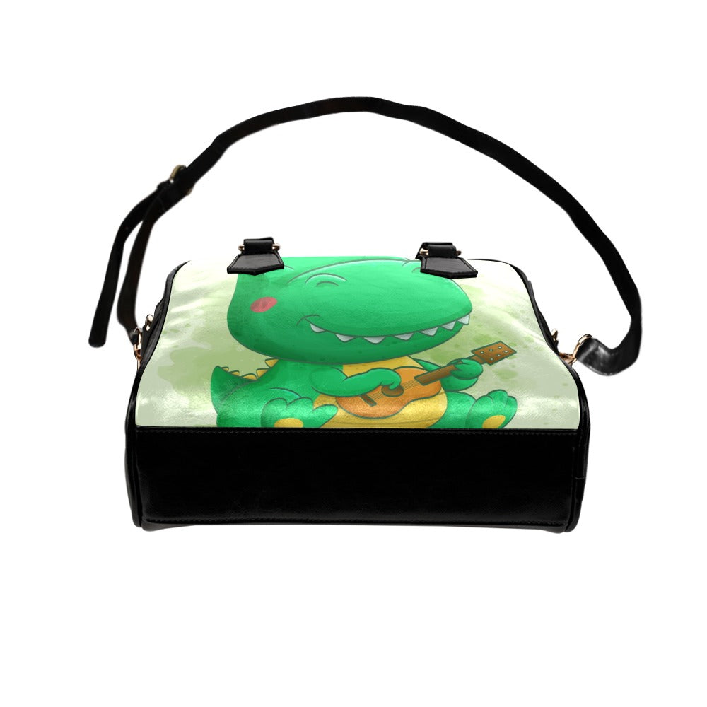 Cute dino playing guitar Shoulder Handbag